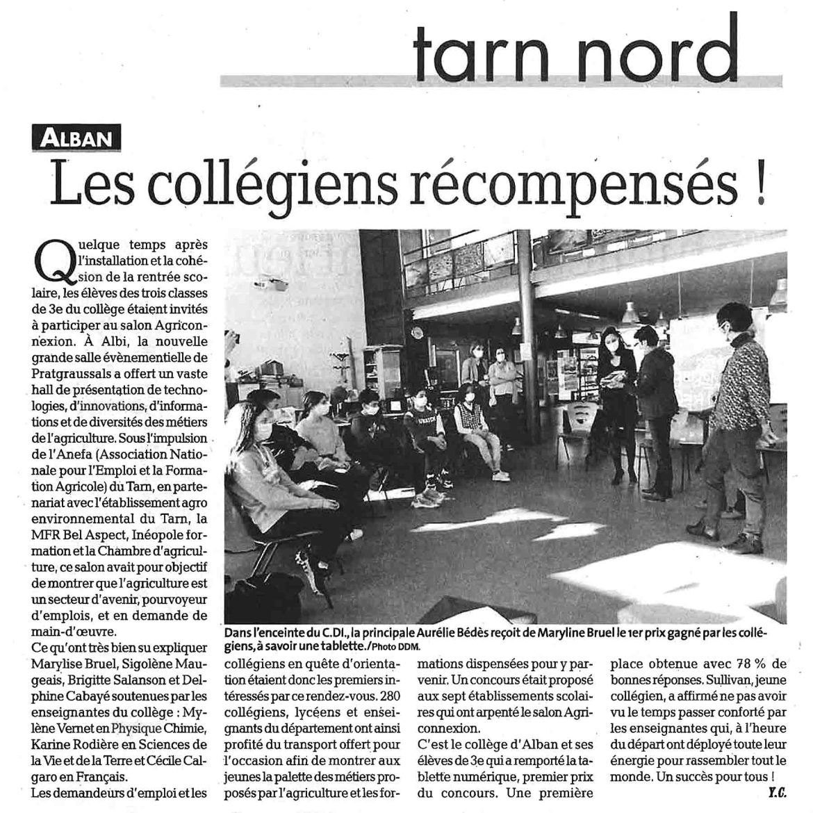 Agriconnexion : concours des collégiens - 1re édition - Tarn Nord