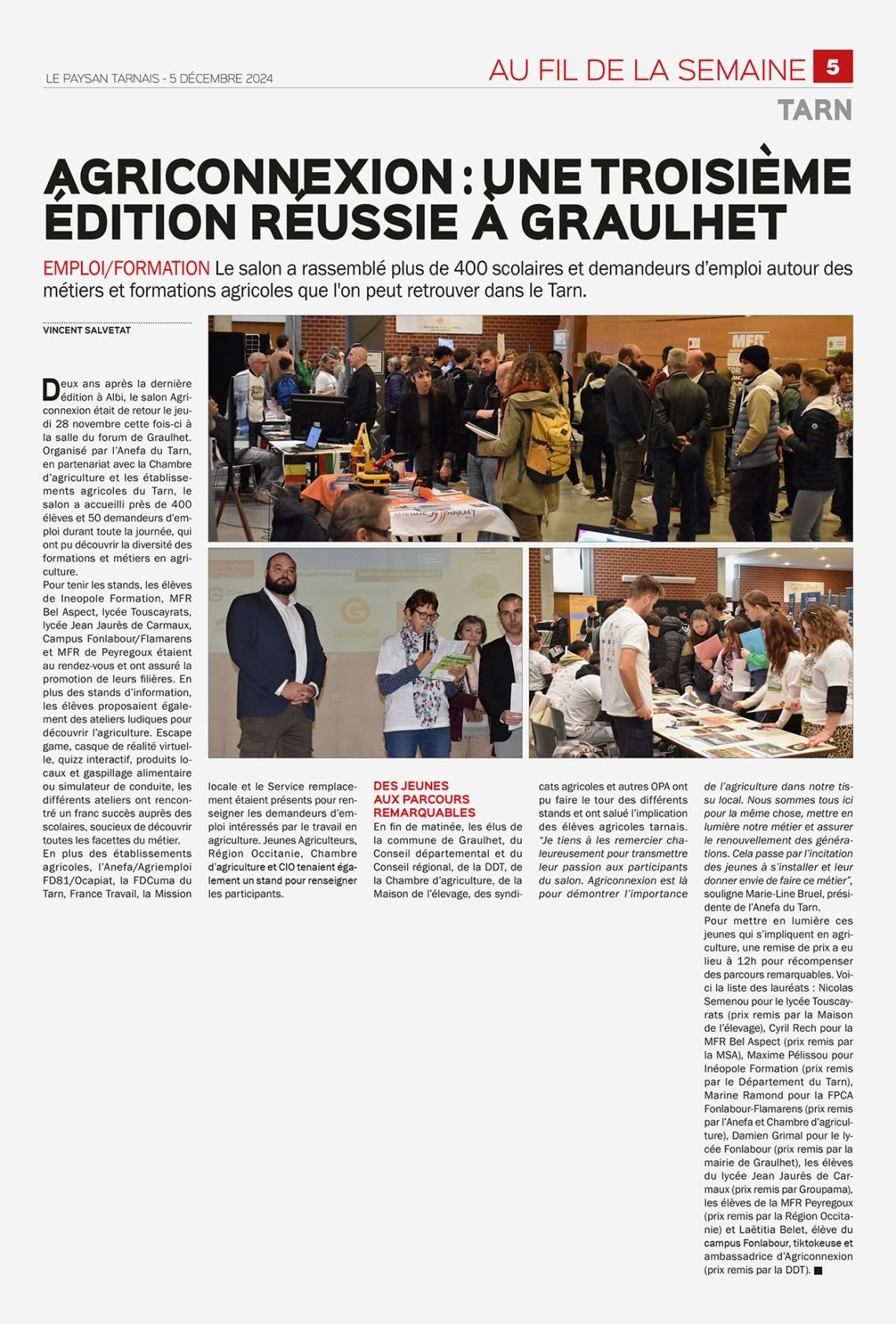 Article dans le journal « Le Paysan Tarnais » - Agriconnexion 2024